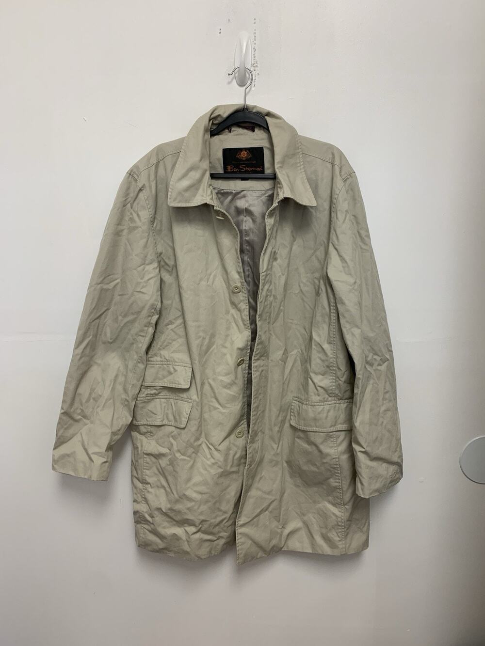 Ben Sherman Cream Canvas Shirt Jacket Men's Size XXL 100% Cotton Button Up